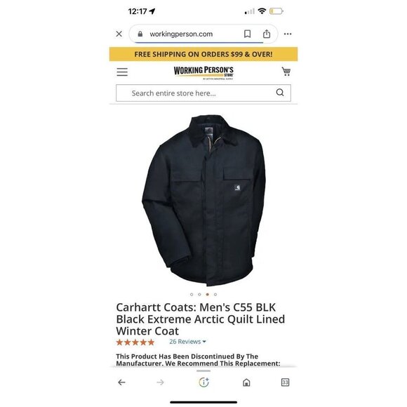 Carhartt Men’s Extremes C55 Black Artic Weight Lining Heavy Coat Jacket XL S - Picture 14 of 16
